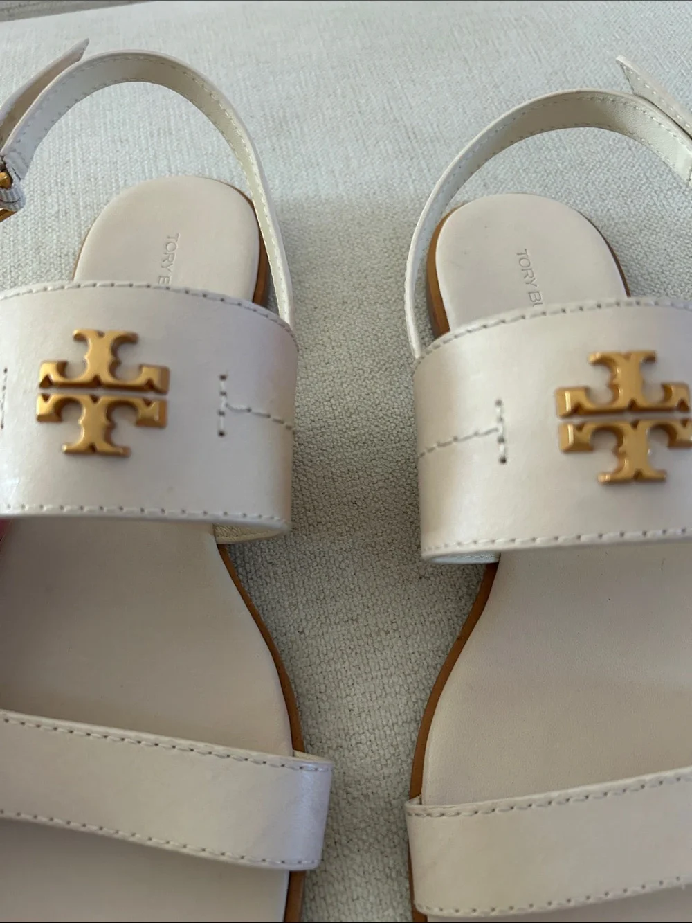TORY BURCH Mini Everly Back Strap Leather Sandal In Ivory, Size 10.5, NWT no box